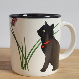 Rare 80s Black Cat & Butterfly Kay-Dee Korea Mug